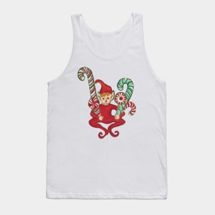 Candy Cane Sitting Elf Tank Top